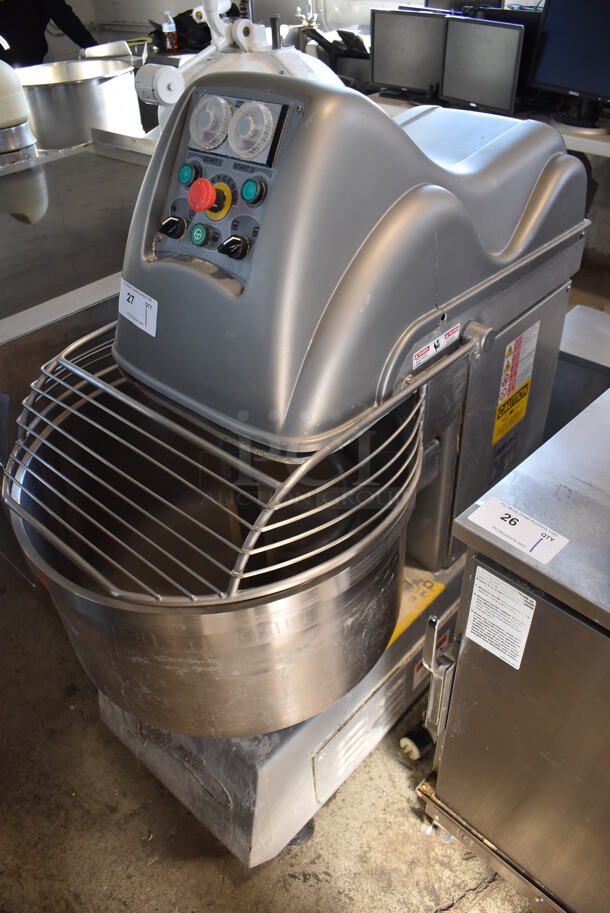 Effedue Supreme Metal Commercial Floor Style Spiral Mixer w/ Stainless Steel Mixing Bowl, Bowl Guard and Dough Hook. 208 Volts, 3 Phase. 24x42x51 - Image 2 of 9