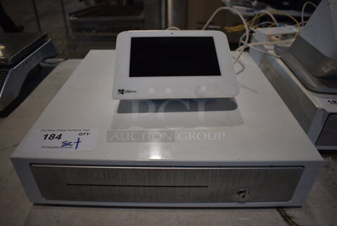 ALL ONE MONEY! Lot of Clover H500 Metal Countertop Credit Card Reader and Clover Metal Cash Drawer. 8x7x4, 16.5x16.5x4