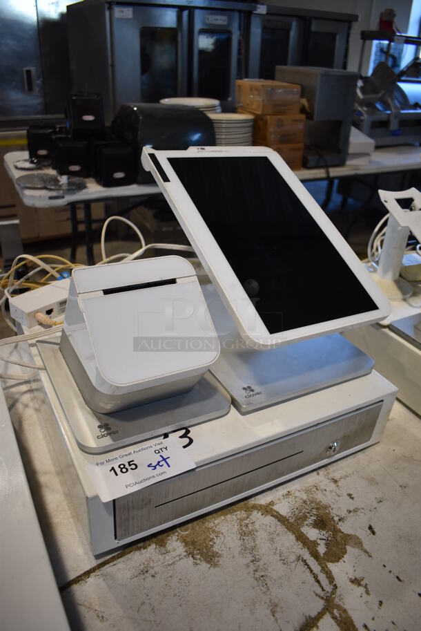 ALL ONE MONEY! Lot of Clover C500 14" POS Monitor, Clover P550 Metal Countertop Receipt Printer and Clover Metal Cash Drawer. - Image 2 of 6