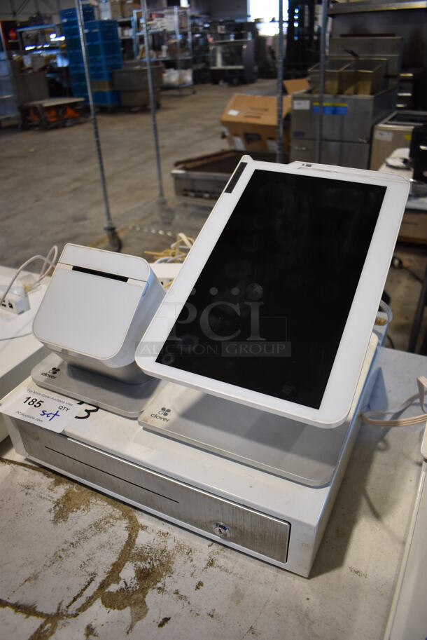 ALL ONE MONEY! Lot of Clover C500 14" POS Monitor, Clover P550 Metal Countertop Receipt Printer and Clover Metal Cash Drawer. - Image 4 of 6