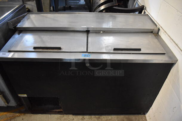 Beverage Air Stainless Steel Bottled Back Bar Cooler w/ 2 Sliding Lids. 115 Volts, 1 Phase. 50x27x34. Tested and Working!