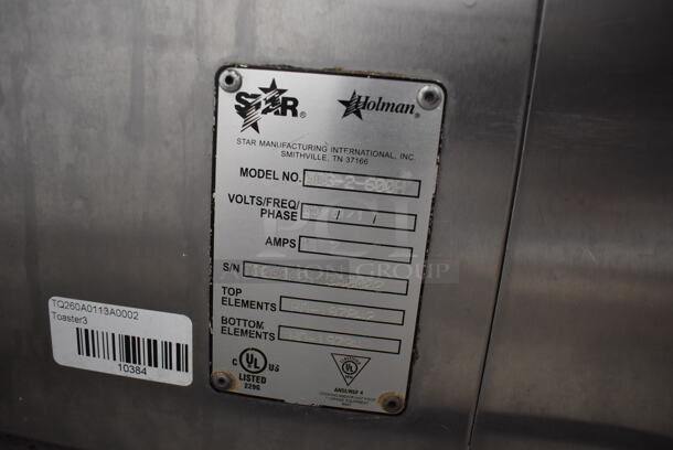 Star Holman QCS-2-600H Stainless Steel Commercial Countertop Conveyor Oven. 120 Volts, 1 Phase. 14.5x23x16. Cannot Test Due To Plug Style - Image 4 of 4