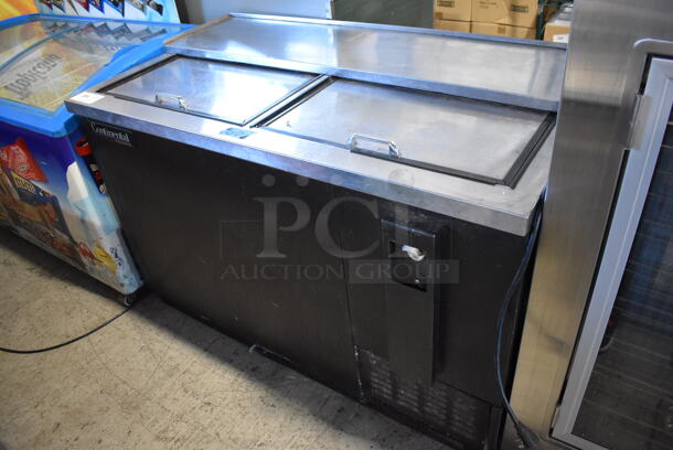 Continental CBC50 Stainless Steel Commercial Back Bar Cooler w/ 2 Sliding Lids. 50x28x34. Tested and Powers On But Temps at 60 Degrees