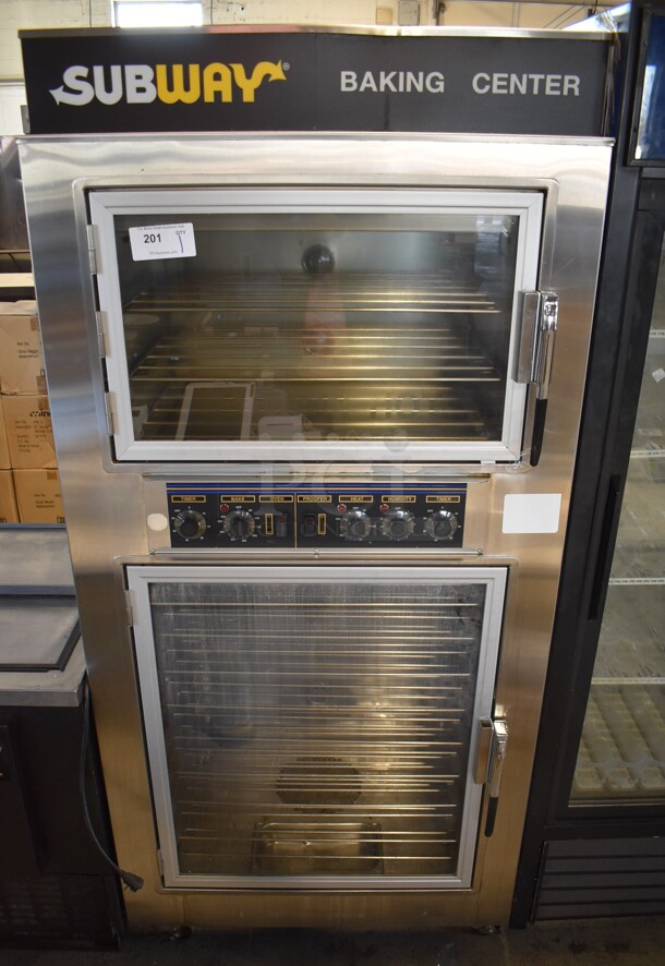 Nu Vu SUB123 Stainless Steel Commercial Electric Powered Oven Proofer on Commercial Casters. 120/208 Volts, 3 Phase. 36x25x78