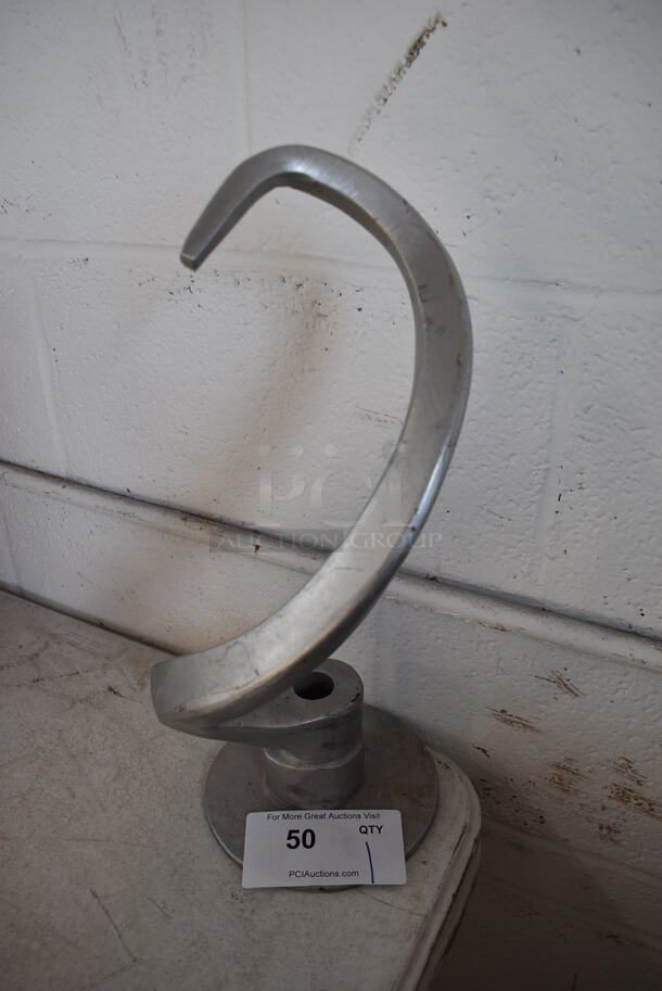 Metal Commercial Dough Hook Attachment for Hobart Mixer. 7.5x7.5x16