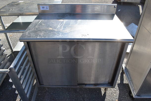 Stainless Steel Commercial Table w/ Back Splash, 2 Doors and Under Shelf. 36x24x39