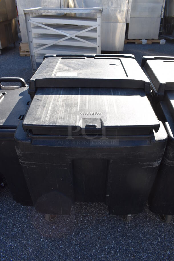 Cambro Black Poly Insulated Ice Bin on Commercial Casters. 24x33x30