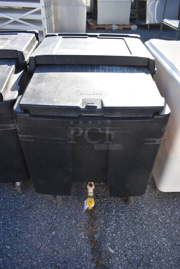 Cambro Black Poly Insulated Ice Bin on Commercial Casters. 24x33x30