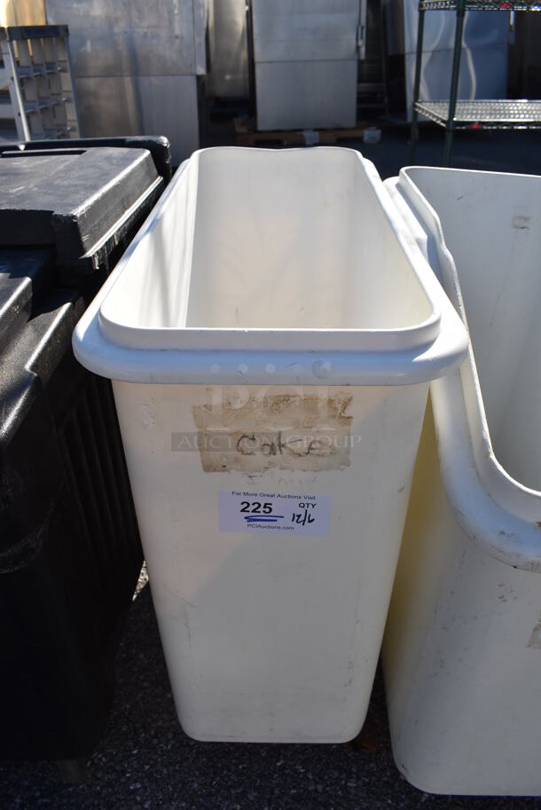 White Poly Ingredient Bin on Commercial Casters. 13x30x29