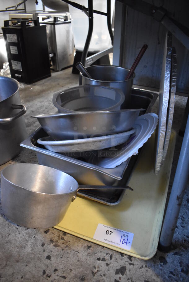 ALL ONE MONEY! Lot of Various Items Including Metal Bowls, Sauce Pan, Poly Brew Basket and Tray - Image 4 of 4