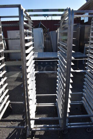 Metal Commercial Pan Transport Rack on Commercial Casters. 20.5x26x70