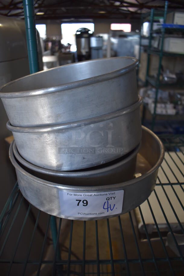 4 Various Round Metal Baking Pans. Includes 10.5x10.5x3. 4 Times Your Bid!