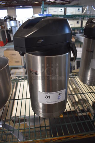 2 Bunn Stainless Steel Air Pots. 7.5x9x14. 2 Times Your Bid!