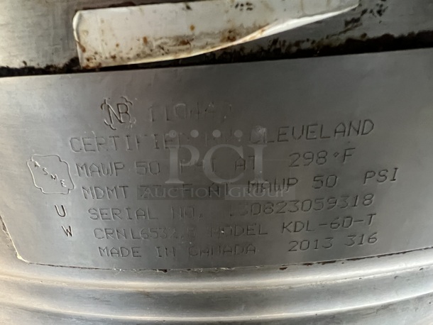 2013 Cleveland KDL-60-T Stainless Steel Commercial Floor Style 60 Gallon Steam Powered Steam Kettle. 44x37x51 - Image 8 of 8