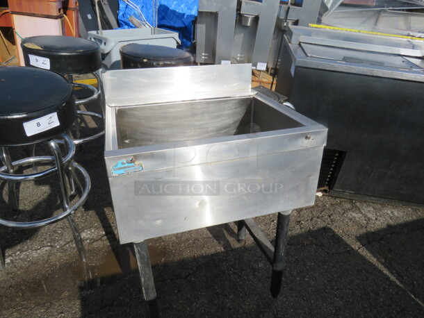 One Stainless Steel Under Bar Drain Table, With Back Splash. 23X20X34