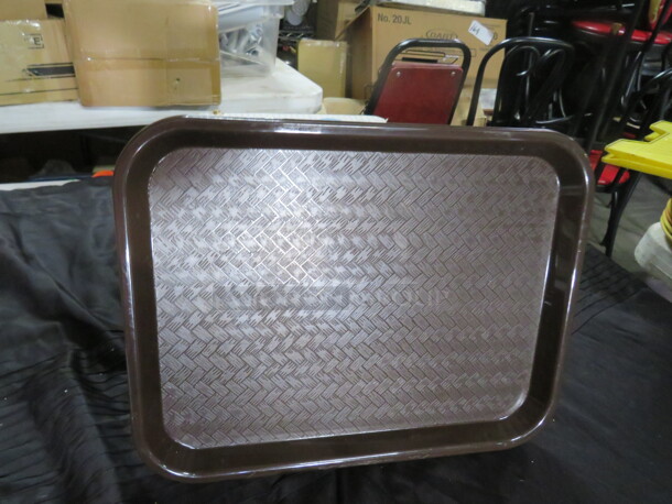 One Lot Of 24 NEW Sysco Dark Brown 10X14 Food Trays.  - Image 1 of 2
