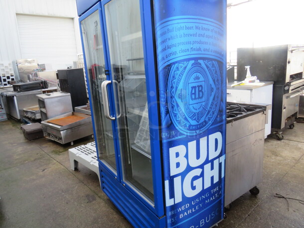 One Fogel 2 Door Bud Light Glass Door Merchandising Refrigerator With 8 Racks On Casters. Model# FROSTER-30-PVPH-US. 115 Volt. 43X26X84 - Image 2 of 4