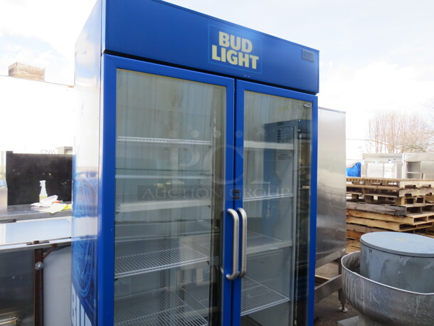 One Fogel 2 Door Bud Light Glass Door Merchandising Refrigerator With 8 Racks On Casters. Model# FROSTER-30-PVPH-US. 115 Volt. 43X26X84 - Image 3 of 4