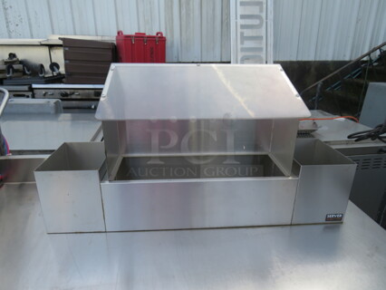 One Stainless Steel Server Condiment Serving Station With Sneeze Guard. Model# SS-SE, 67820. 33.5X9X17.
