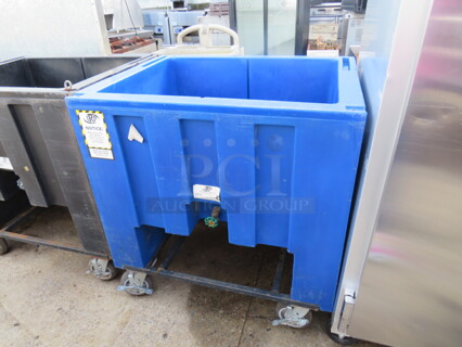 One IRP Portable Beverage Tub With Drain On Casters. 36X28X38