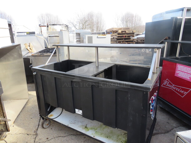One Bud Light Ice Down Merchandiser With Over Shelf, Under Shelf, Drain On Casters. 62X30X48 - Image 3 of 3