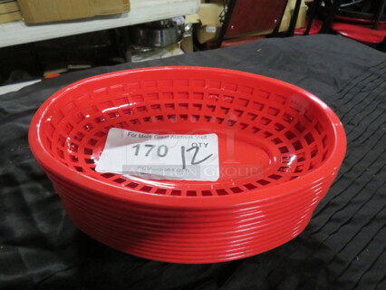 One Lot Of 12 NEW 9.5X6 Poly Fast Food Baskets.