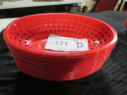 One Lot Of 12 NEW 9.5X6 Poly Fast Food Baskets.