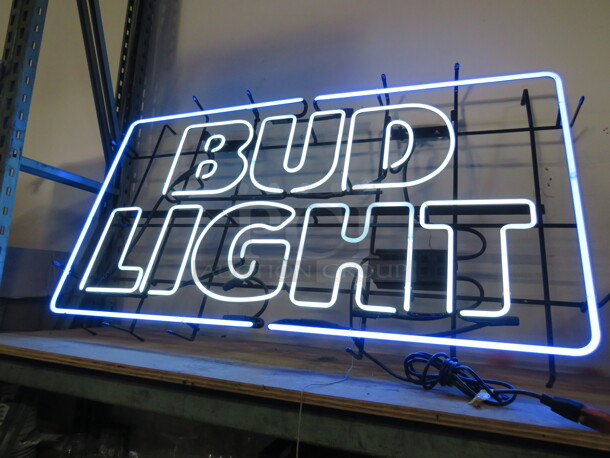 One WORKING 48X30 Bud Light NEON. This is A Blue And White Neon, The Picture Does Not Show IT!