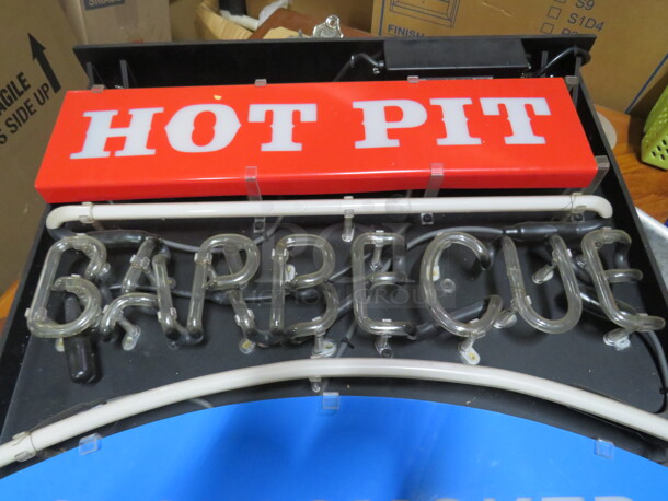 One UNIQUE Hot Pit BARBEQUE Slow Smoked Since 1941 Neon. Not Working! I Cannot See Any Breaks I Think It Is The Transformer!  - Image 2 of 3