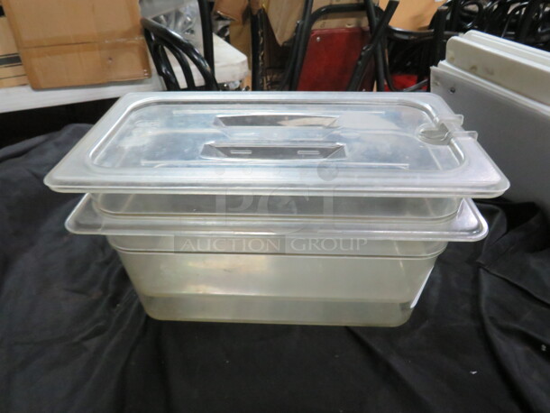 1/3 Size 6 Inch Deep Food Storage Container With Lid. 2XBID