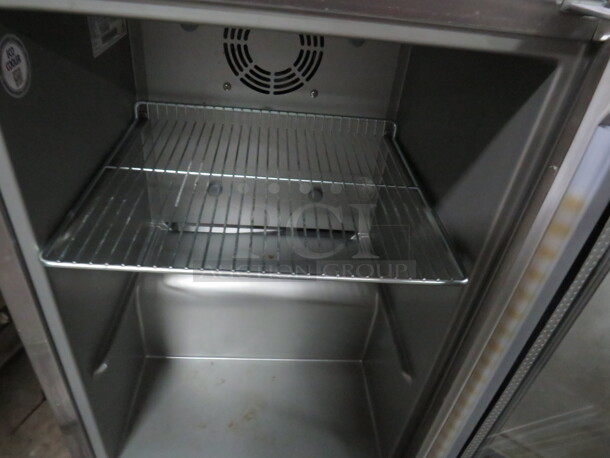 One Stainless Steel Red Bull Glass Door Counter top Cooler With 1 Rack. Model# MED. 110-120 Volt. 16X17.5X23 - Image 2 of 3