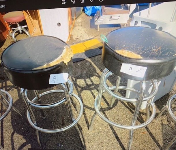 2 Ring Chrome Barstool With Black Cushioned Swivel Seat. 2XBID