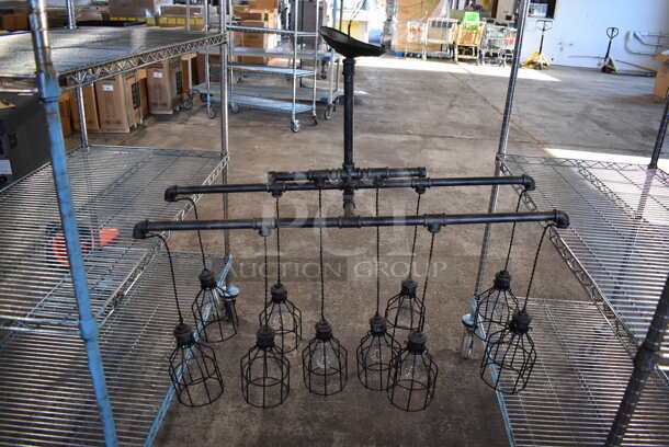 ALL ONE MONEY! Lot of 12 Various Black Metal Wire Light Fixtures; 4 Ten Head, 2 Four Head and 6 Single Head. Includes 26x8x12 - Image 2 of 7