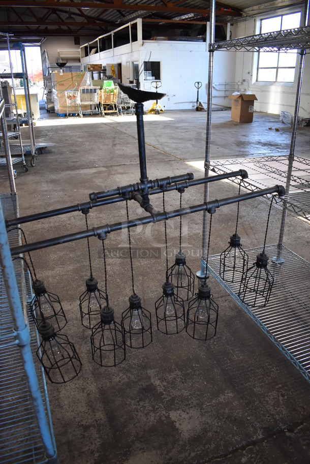 ALL ONE MONEY! Lot of 12 Various Black Metal Wire Light Fixtures; 4 Ten Head, 2 Four Head and 6 Single Head. Includes 26x8x12 - Image 3 of 7