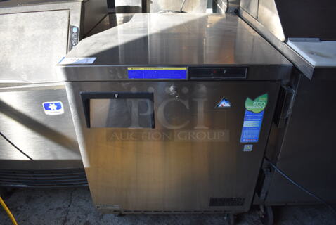 Everest ETBF1 Stainless Steel Commercial Single Door Undercounter Freezer on Commercial Casters. 115 Volts, 1 Phase. 28x32x34. Tested and Working!