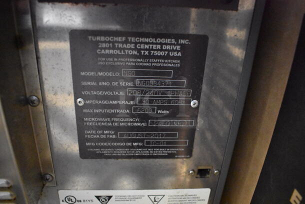 2017 Turbochef NGO Metal Commercial Countertop Electric Powered Rapid Cook Oven. 208/240 Volts, 1 Phase. 16x28x25 - Image 6 of 6