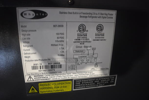 BRAND NEW! Whynter BEF-286SB Stainless Steel Beer Keg Froster. 115 Volts, 1 Phase. 15x22x34.5. Tested and Working! - Image 6 of 6