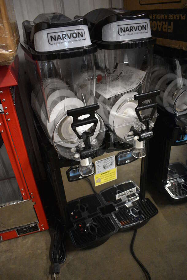 BRAND NEW IN BOX! Narvon Model OASIS 2-10 Metal Commercial Countertop 2 Hopper Slushie Machine. Each Hopper Has 2.6 Gallon Capacity. 120 Volts, 1 Phase. 17x22x34 - Image 3 of 10