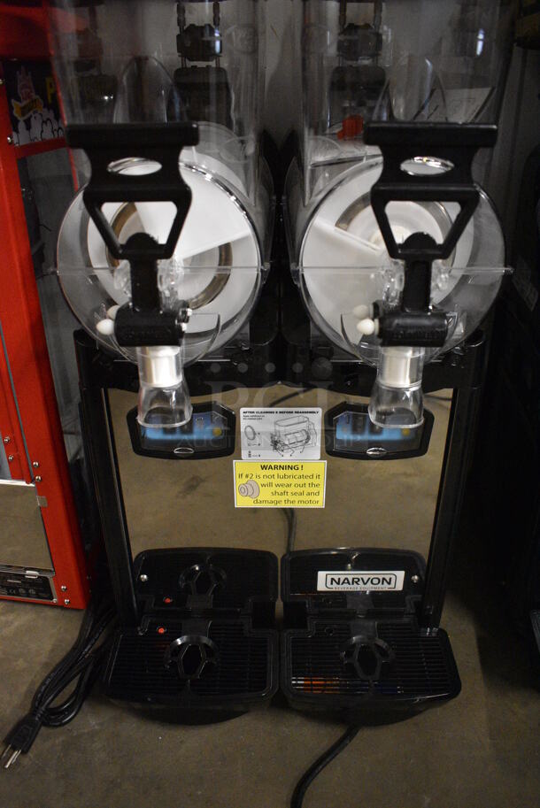 BRAND NEW IN BOX! Narvon Model OASIS 2-10 Metal Commercial Countertop 2 Hopper Slushie Machine. Each Hopper Has 2.6 Gallon Capacity. 120 Volts, 1 Phase. 17x22x34 - Image 4 of 10