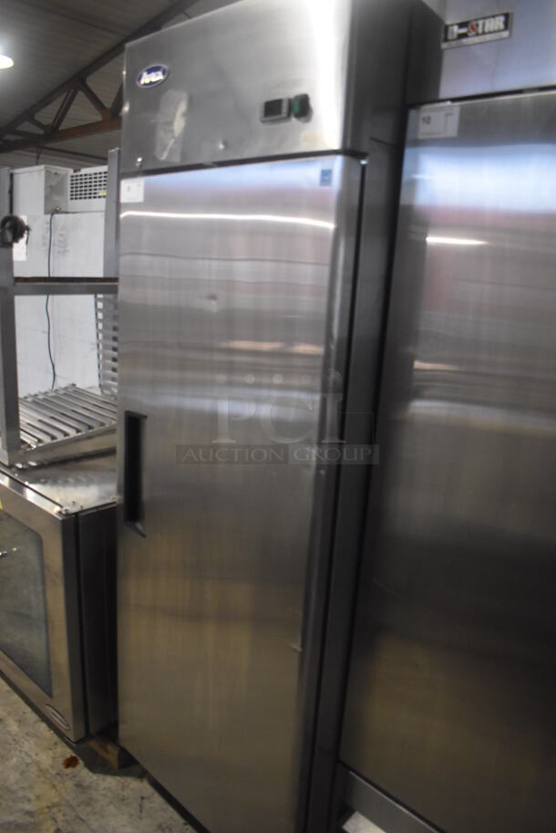 BRAND NEW SCRATCH AND DENT! 2019 Atosa MBF8001GR Stainless Steel Commercial Single Door Reach In Freezer on Commercial Casters. 115 Volts, 1 Phase. 29x32x81.5. Tested and Powers On But Temps at 53 Degrees - Image 3 of 6