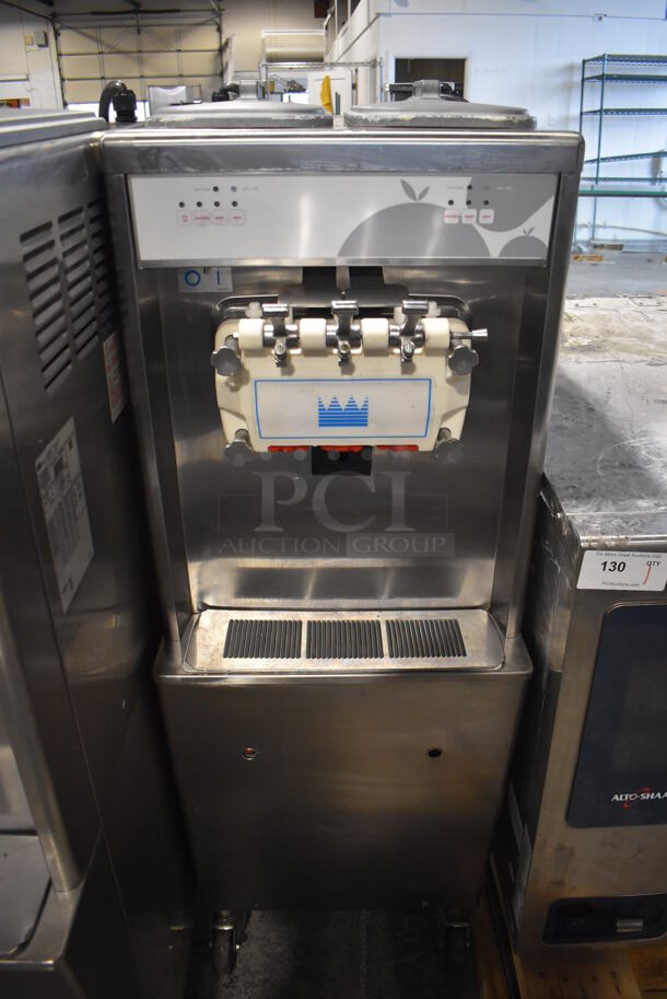 2012 Taylor 794-33 Stainless Steel Commercial Floor Style Air Cooled 2 Flavor w/ Twist Soft Serve Ice Cream Machine on Commercial Casters. 208-230 Volts, 3 Phase. 20x34x60 - Image 2 of 6