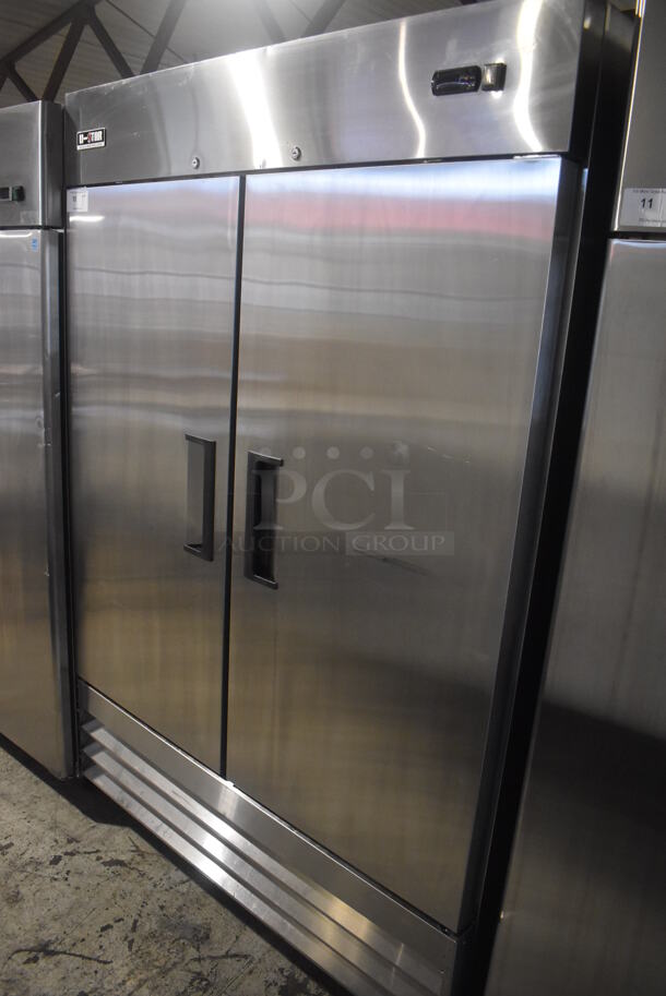 U-Star USRF-2D Stainless Steel Commercial 2 Door Reach In Cooler w/ Poly Coated Racks on Commercial Casters. 115 Volts, 1 Phase. 54x32x82. Tested and Working! - Image 2 of 5