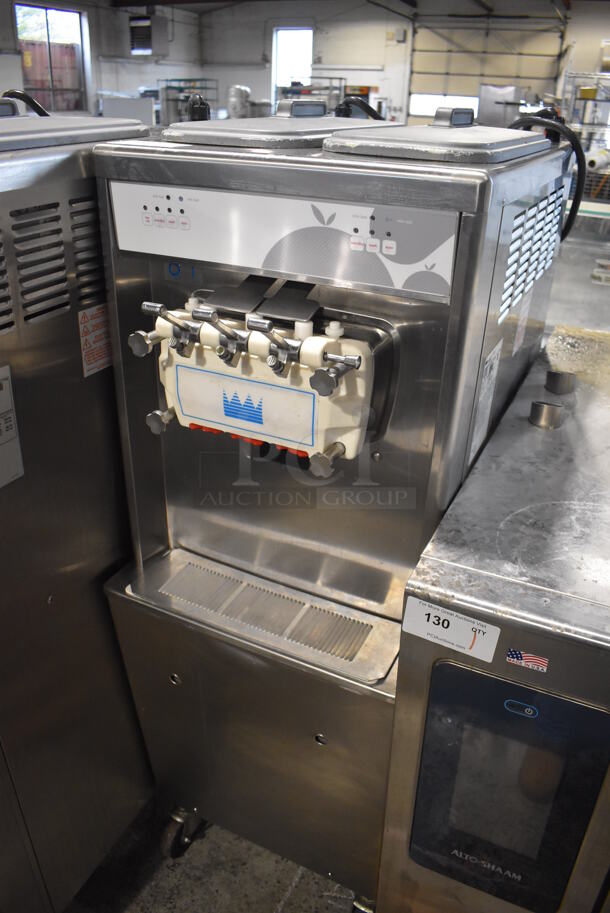 2012 Taylor 794-33 Stainless Steel Commercial Floor Style Air Cooled 2 Flavor w/ Twist Soft Serve Ice Cream Machine on Commercial Casters. 208-230 Volts, 3 Phase. 20x34x60 - Image 3 of 6