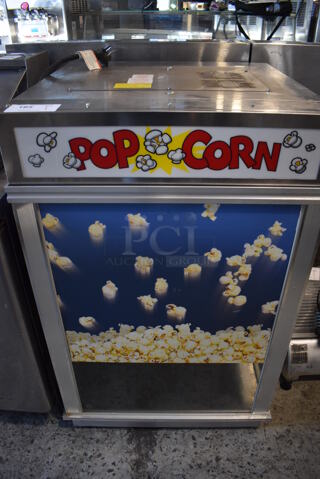 Gold Medal 2023E Stainless Steel Commercial Countertop Popcorn Machine and Merchandiser. 120 Volts, 1 Phase. 27.5x27.5x44. Cannot Test Due To Plug Style