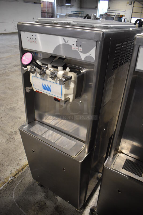 2012 Taylor 794-33 Stainless Steel Commercial Floor Style Air Cooled 2 Flavor w/ Twist Soft Serve Ice Cream Machine on Commercial Casters. 208-230 Volts, 3 Phase. 20x34x60 - Image 2 of 9