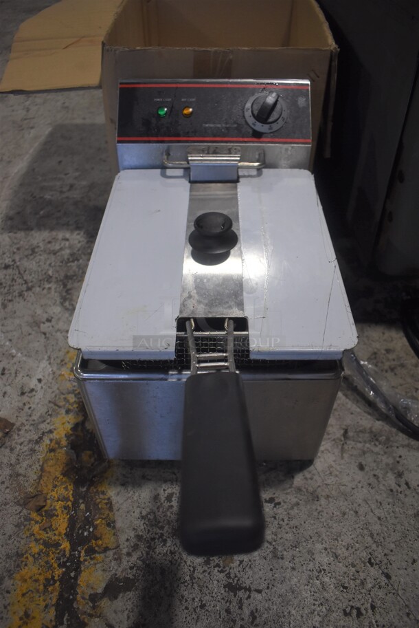 Cookline DF15-1-20 Stainless Steel Countertop Electric Powered Fryer w/ Metal Fry Basket and Lid. 120 Volts, 1 Phase. 10.5x16x13 - Image 1 of 7
