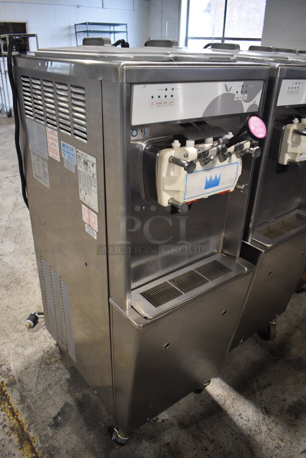 2012 Taylor 794-33 Stainless Steel Commercial Floor Style Air Cooled 2 Flavor w/ Twist Soft Serve Ice Cream Machine on Commercial Casters. 208-230 Volts, 3 Phase. 20x34x60 - Image 3 of 9
