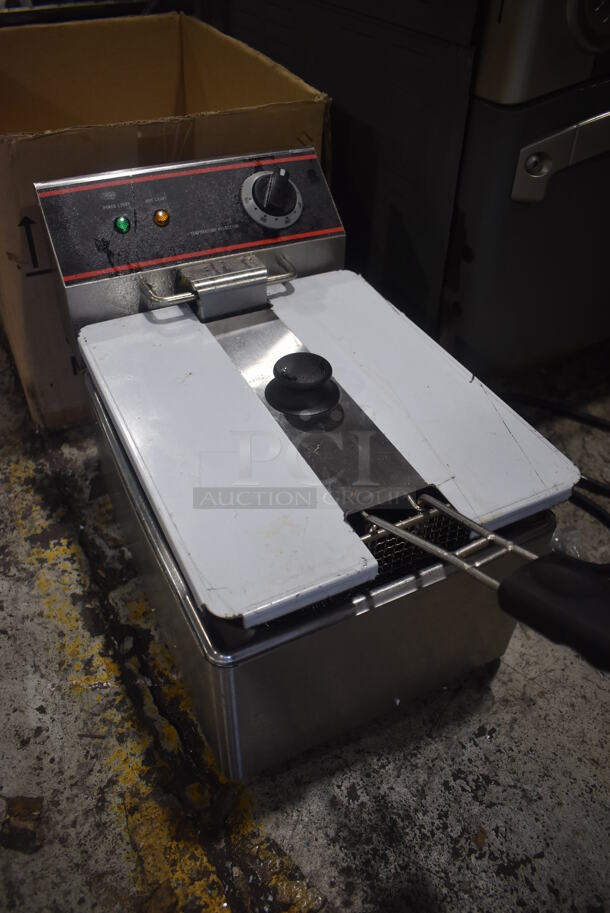 Cookline DF15-1-20 Stainless Steel Countertop Electric Powered Fryer w/ Metal Fry Basket and Lid. 120 Volts, 1 Phase. 10.5x16x13 - Image 2 of 7