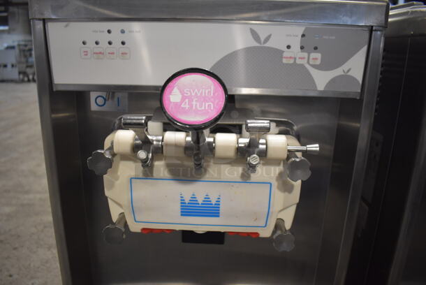 2012 Taylor 794-33 Stainless Steel Commercial Floor Style Air Cooled 2 Flavor w/ Twist Soft Serve Ice Cream Machine on Commercial Casters. 208-230 Volts, 3 Phase. 20x34x60 - Image 5 of 9