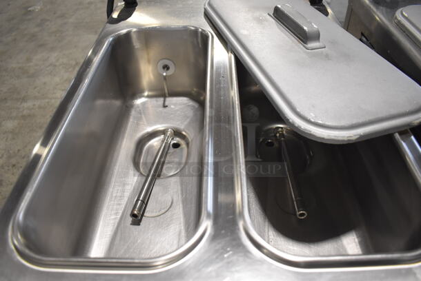 2012 Taylor 794-33 Stainless Steel Commercial Floor Style Air Cooled 2 Flavor w/ Twist Soft Serve Ice Cream Machine on Commercial Casters. 208-230 Volts, 3 Phase. 20x34x60 - Image 8 of 9
